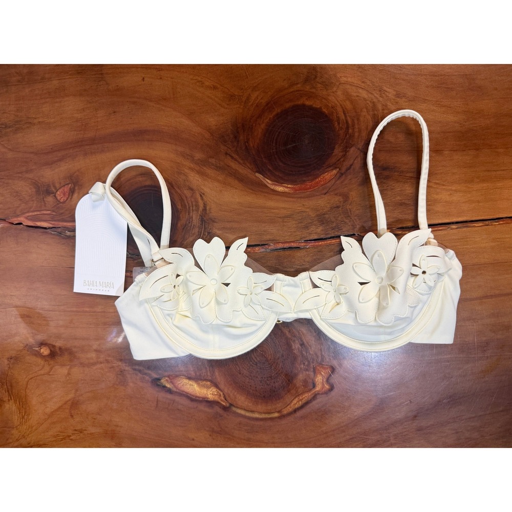NEW Bahia Maria Women's Bathing Suit Top Medium Floral Cream